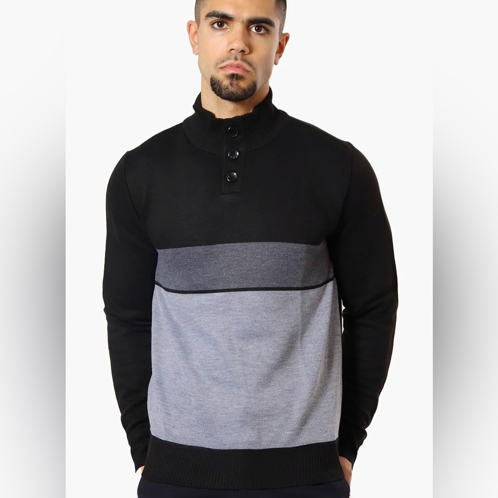 Men's Black and Gray Sweater